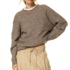 H&M womens TRENDY oversized brown crewneck sweater